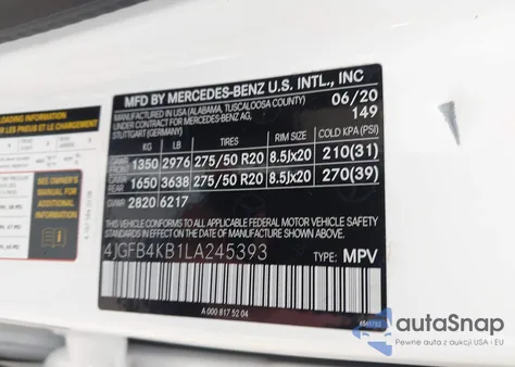 2020 Mercedes-Benz Gle 350 4Matic z USA, uszkodzony, nr VIN 4JGFB4KB1LA245393